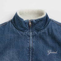 Grand Collection Denim Sherpa Track Jacket in Blue thumbnail
