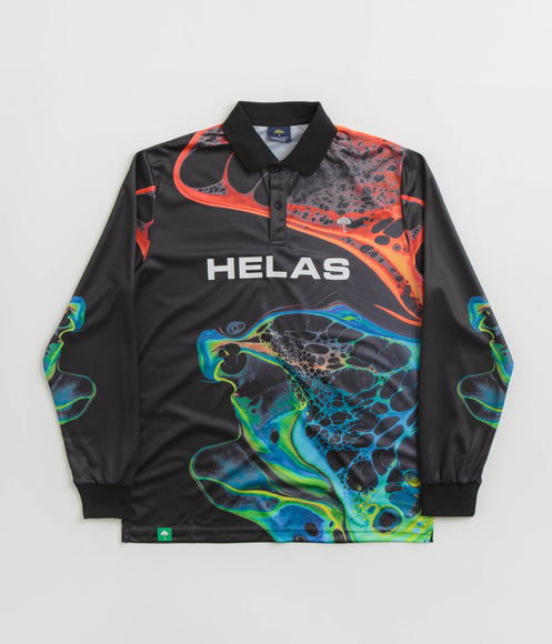 Helas Liquid Long Sleeve Polo Shirt - Black