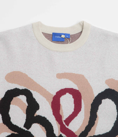 Helas Spirit Knit Crewneck Sweatshirt in Off White