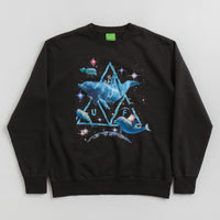 HUF Space Dolphins Wash Crewneck Sweatshirt - Black thumbnail