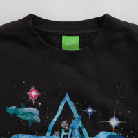 HUF Space Dolphins Wash Crewneck Sweatshirt - Black thumbnail