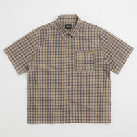 HUF Stretch Micro Plaid Short Sleeve Shirt in Clay thumbnail