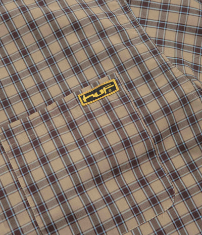 HUF Stretch Micro Plaid Short Sleeve Shirt in Clay