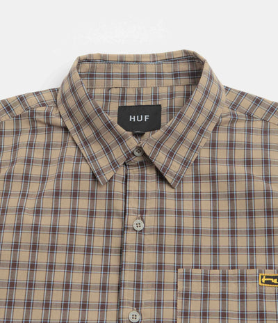 HUF Stretch Micro Plaid Short Sleeve Shirt in Clay