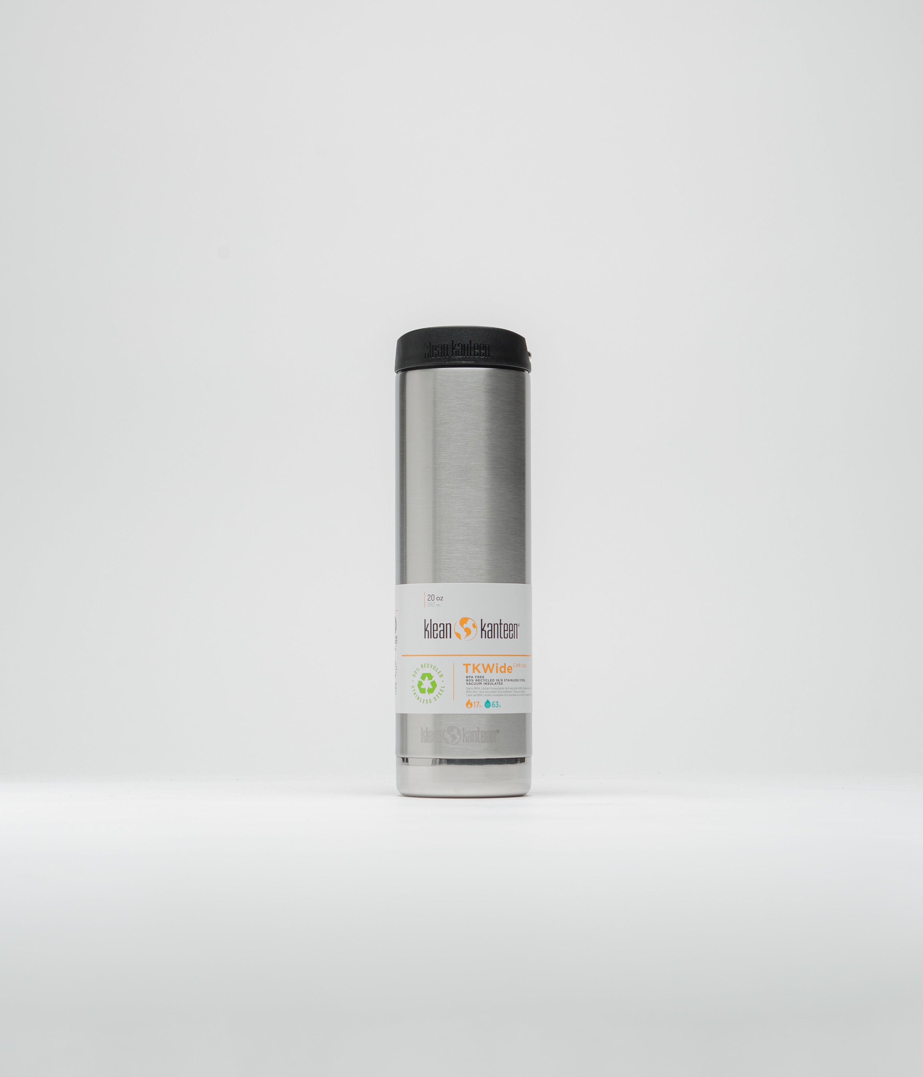 Klean Kanteen TKWide 592ml Insulated Cafe Cap Flask - Brushed Stainless