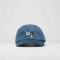 Magenta Chess Dad Cap - Blue Denim thumbnail