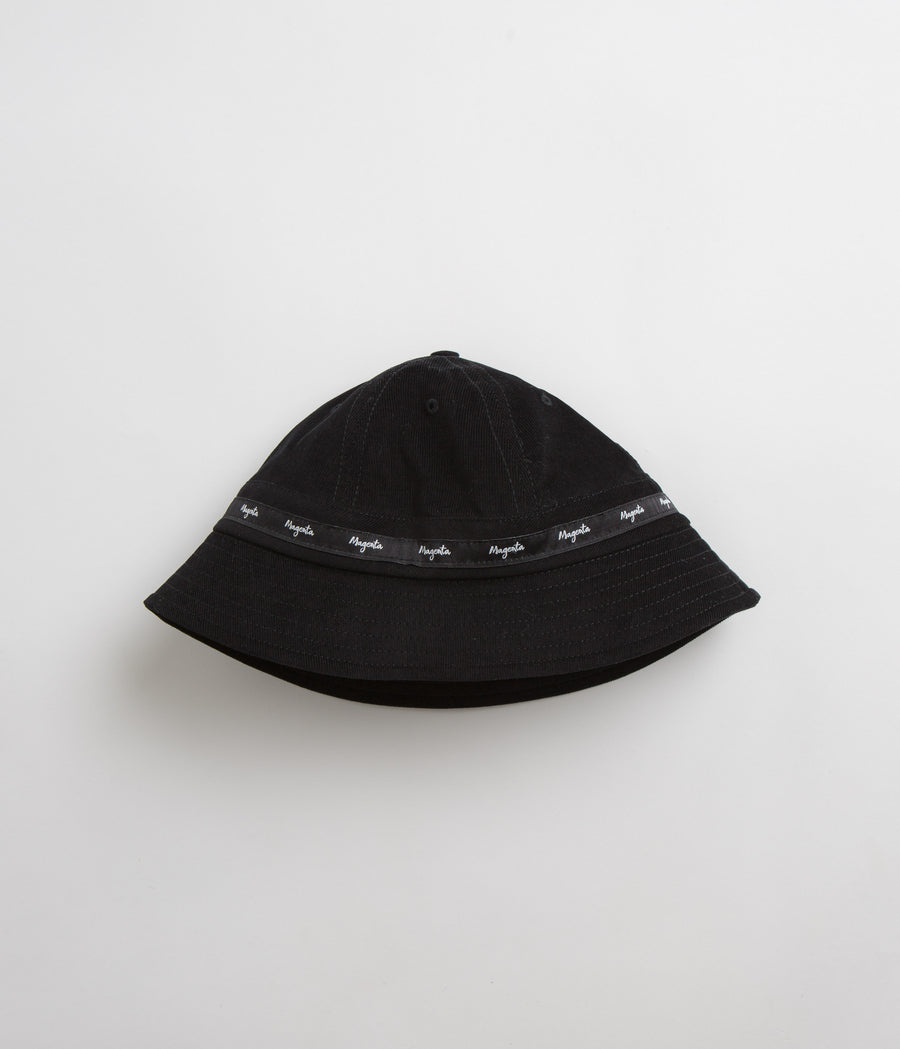 Magenta Script Cord Bucket Hat in Black