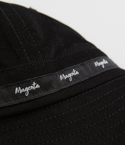 Magenta Script Cord Bucket Hat - Black