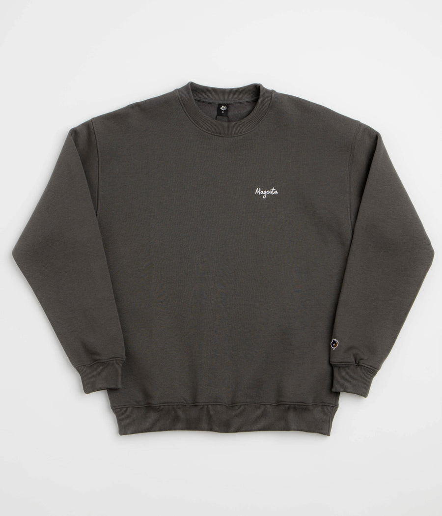 Magenta Script Crewneck Sweatshirt - Dark Charcoal