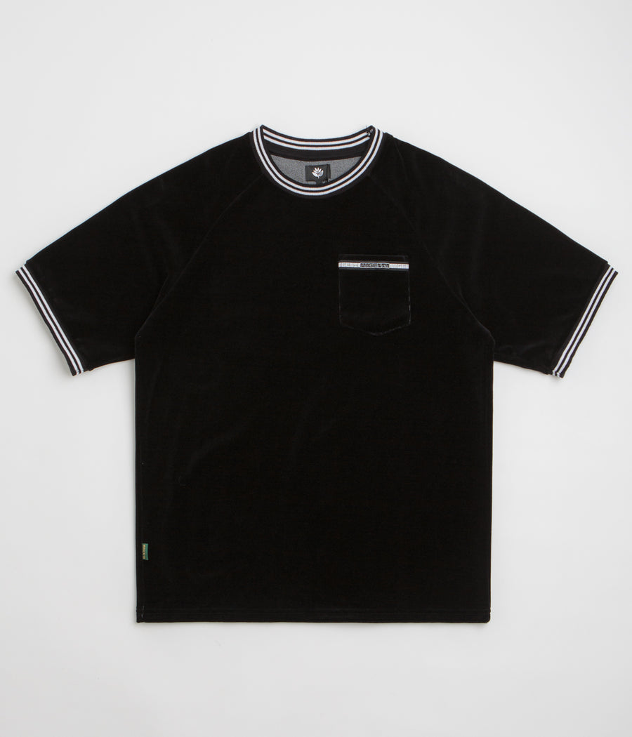 Magenta Velours Pocket T-Shirt in Black
