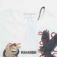 Maharishi Embroidered Black Crow White Heron T-Shirt in White thumbnail