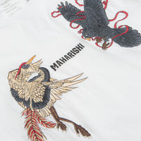 Maharishi Embroidered Black Crow White Heron T-Shirt in White thumbnail