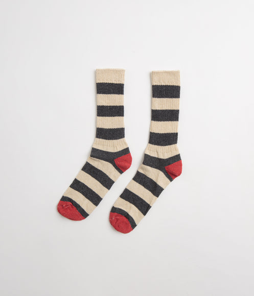 Mollusk Stripe Utility Socks - Charcoal Stripe