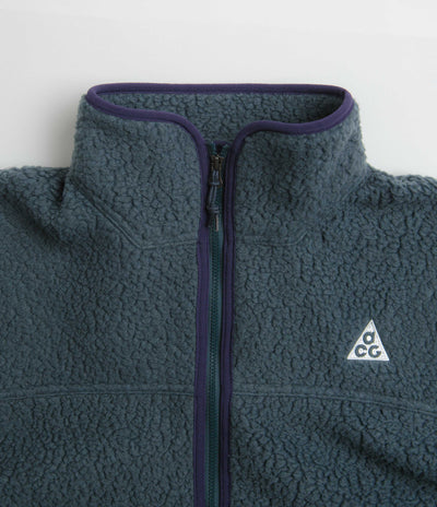 Nike ACG Womens Arctic Wolf Full-Zip Fleece in Deep Jungle and Purple Ink / Summit White