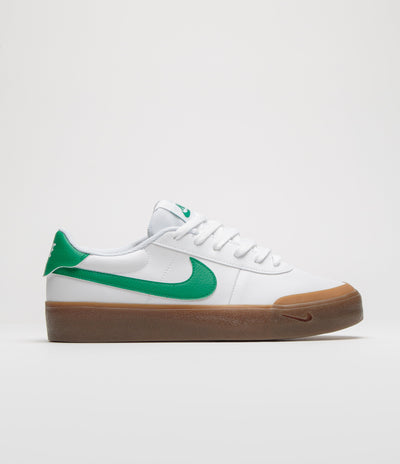 Nike Court Shot Shoes in White and Malachite and Gum Med Brown