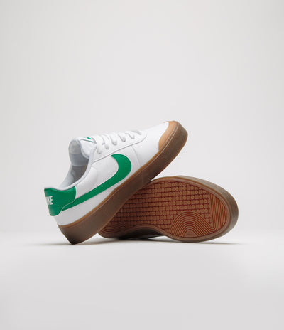 Nike Court Shot Shoes in White and Malachite and Gum Med Brown