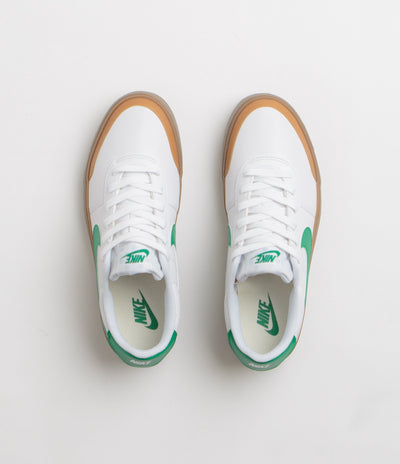 Nike Court Shot Shoes in White and Malachite and Gum Med Brown