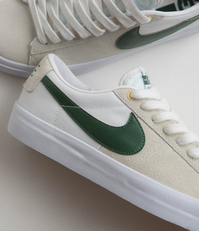 Nike SB Blazer Low Pro GT Shoes - White / Fir - White - Gum Light Brown