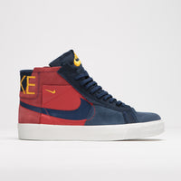 Nike SB Blazer Mid Premium Shoes in University Red and Midnight Navy thumbnail