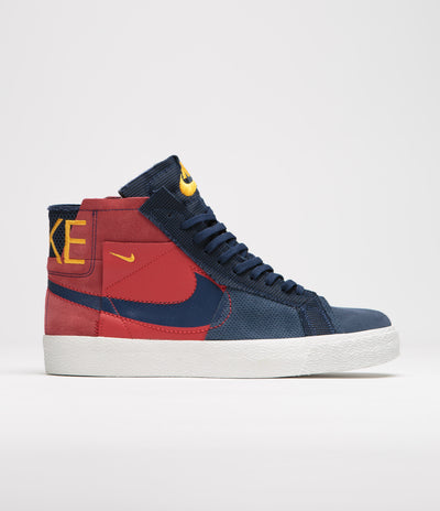 Nike SB Blazer Mid Premium Shoes in University Red and Midnight Navy