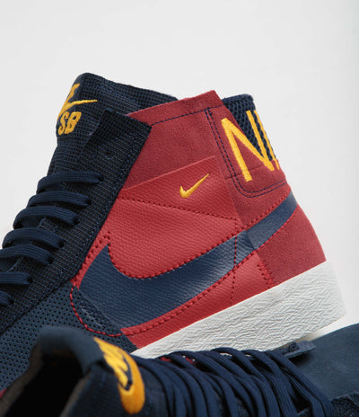 Nike SB Blazer Mid Premium Shoes in University Red and Midnight Navy