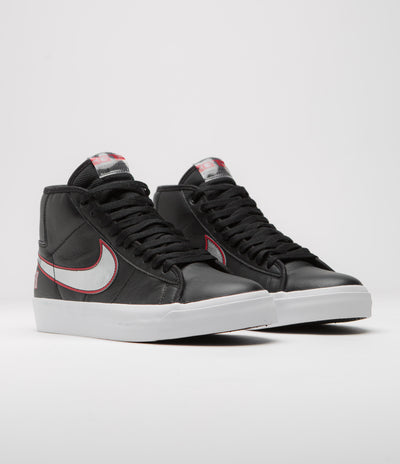 Nike SB Blazer Mid Pro GT Shoes - Black / Metallic Silver - University Red