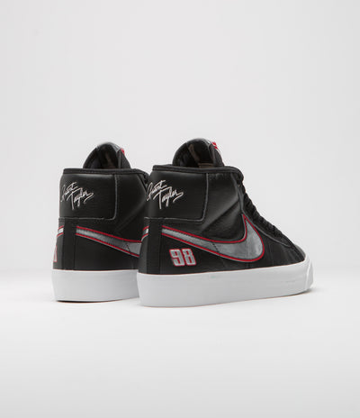 Nike SB Blazer Mid Pro GT Shoes - Black / Metallic Silver - University Red