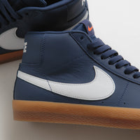 Nike SB Orange Label Blazer Mid Shoes - Navy / White - Navy - Gum Light Brown thumbnail