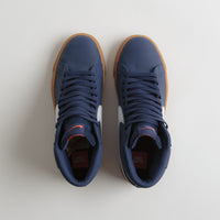 Nike SB Orange Label Blazer Mid Shoes - Navy / White - Navy - Gum Light Brown thumbnail