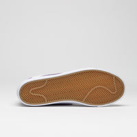 Nike SB Blazer Mid Shoes in White and Court Purple and White - Gum Light Brown thumbnail