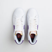 Nike SB Blazer Mid Shoes in White and Court Purple and White - Gum Light Brown thumbnail