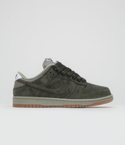 Nike SB Dunk Low Pro B Shoes in Sequoia and Sequoia and Light Army - White