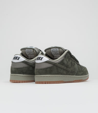 Nike SB Dunk Low Pro B Shoes in Sequoia and Sequoia and Light Army - White