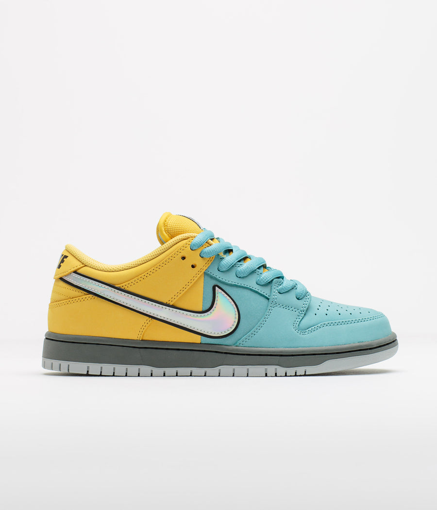 Nike SB Dunk Low Pro ‘Muni Fast' Shoes in Lightening and Wolf Grey and Denim Turquoise