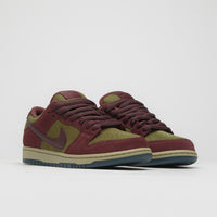 Nike SB Dunk Low Pro Shoes in Dark Team Red and Burgundy Crush and Olive Flak thumbnail