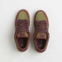 Nike SB Dunk Low Pro Shoes in Dark Team Red and Burgundy Crush and Olive Flak thumbnail