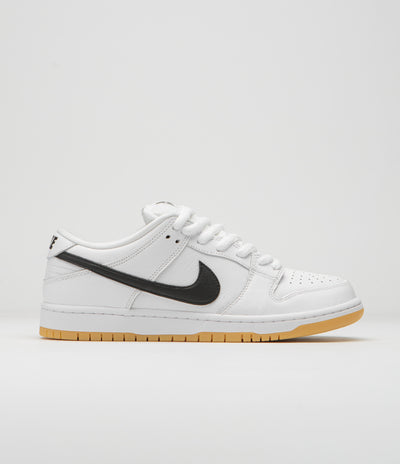 Nike SB Dunk Low Pro Shoes - White / Black - White - Gum Light Brown