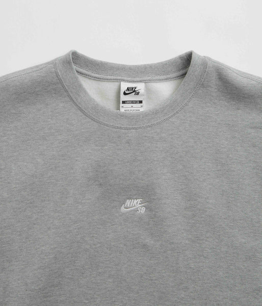 Nike SB Essential Logo Crewneck Sweatshirt - Dark Grey Heather / White |  Flatspot
