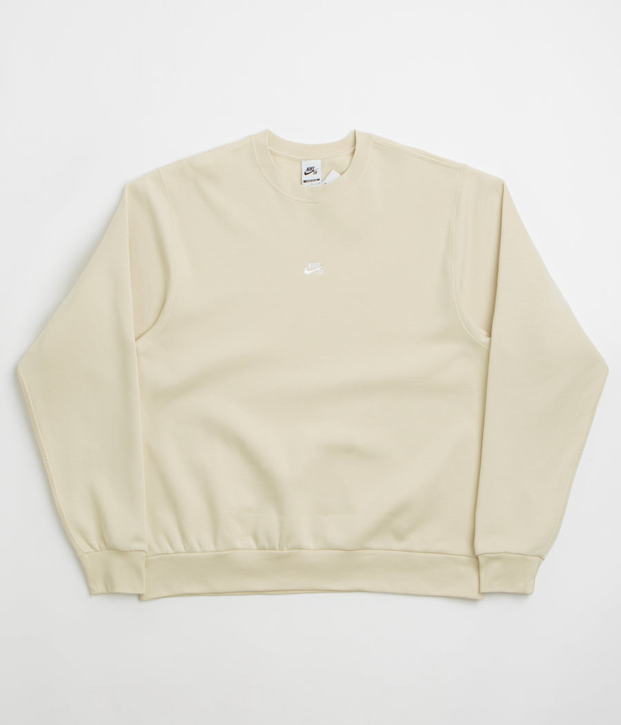Nike SB Essential Logo Crewneck Sweatshirt in Light Khaki and White