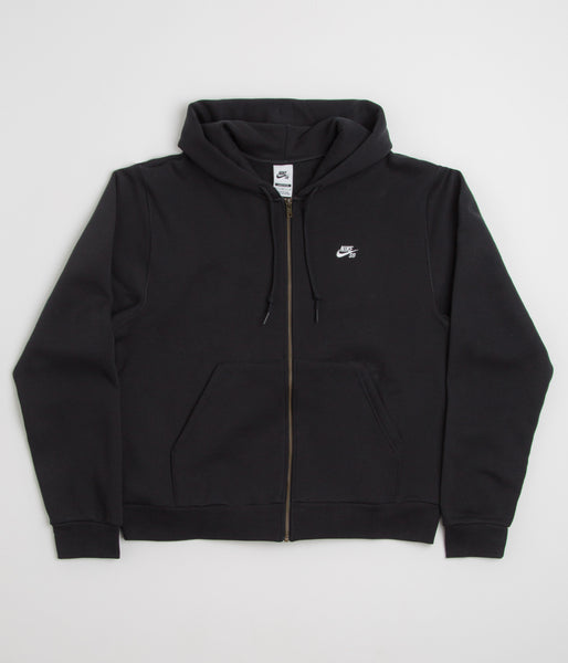 Nike SB Essential Logo Full Zip Hoodie Black White Flatspot