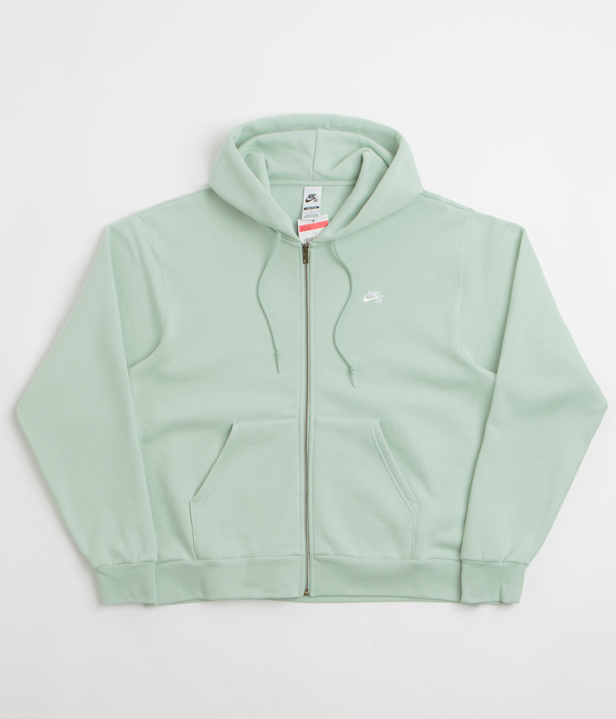 Nike SB Essential Logo Full Zip Hoodie in Pistachio Frost and White