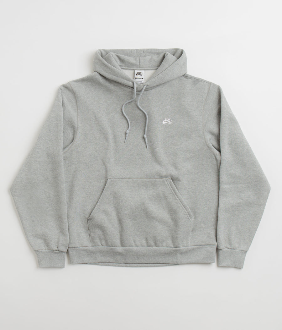 Nike SB Essential Small Logo Hoodie - Dark Grey Heather / White