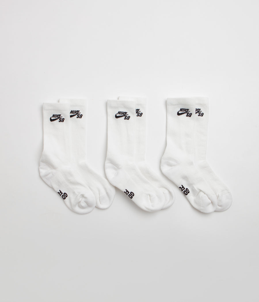 Nike SB Everyday Elevated Socks (3 Pack) - White / Black