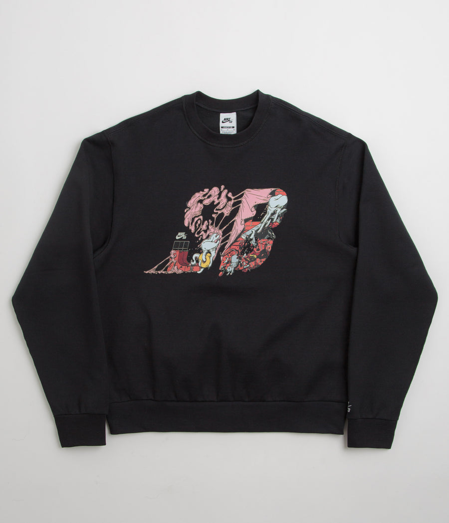 Nike SB Graphic Logo Crewneck Sweatshirt in Black and White
