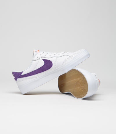 Nike SB Pogo Plus Shoes in White and Court Purple and White - Gum Light Brown