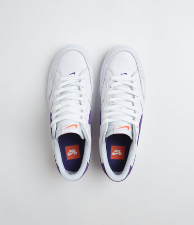 Nike SB Pogo Plus Shoes in White and Court Purple and White - Gum Light Brown