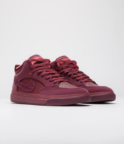 Nike SB React Leo Premium Shoes - Dark Beetroot / Dark Beetroot - Team Red