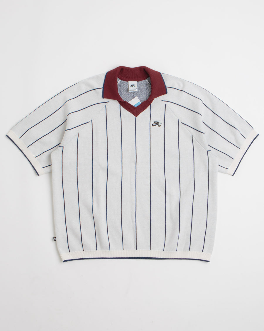 Nike SB Striped Polo Shirt in Sail and Midnight Navy / Dark Team Red