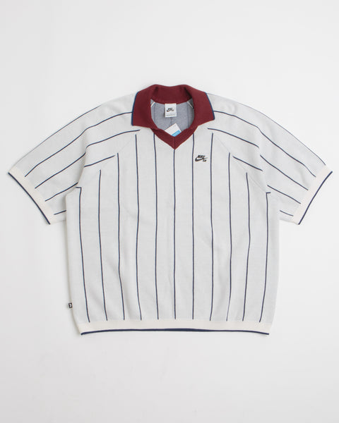 Nike SB Striped Polo Shirt Sail Midnight Navy Dark Team Red