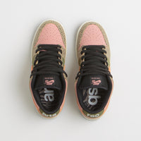 Nike SB x Arts-Rec Dunk Low Pro Shoes in Khaki and Amber Brown and Rough Green - Rust Pink thumbnail